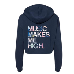 MMMH Cropped Hoodie: Navy | Flowers