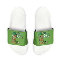 MMMH Unisex Slides: Green/White | Graffiti