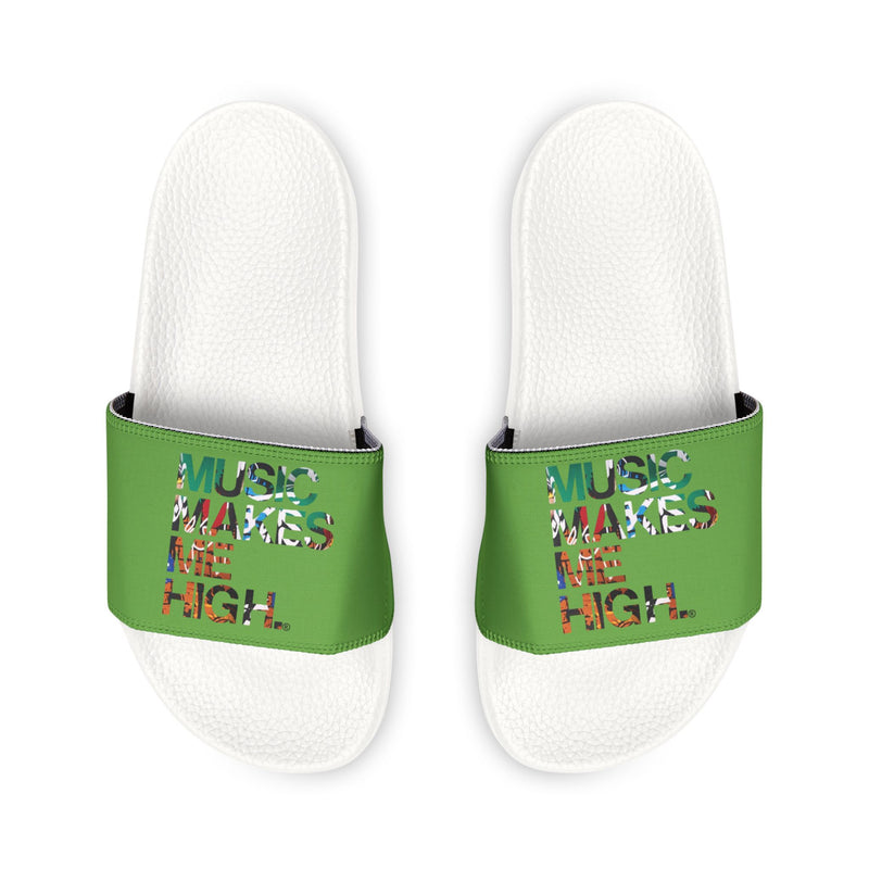 MMMH Unisex Slides: Green/White | Graffiti