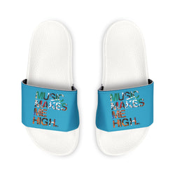 MMMH Unisex Slides: Turquoise/White | Graffiti