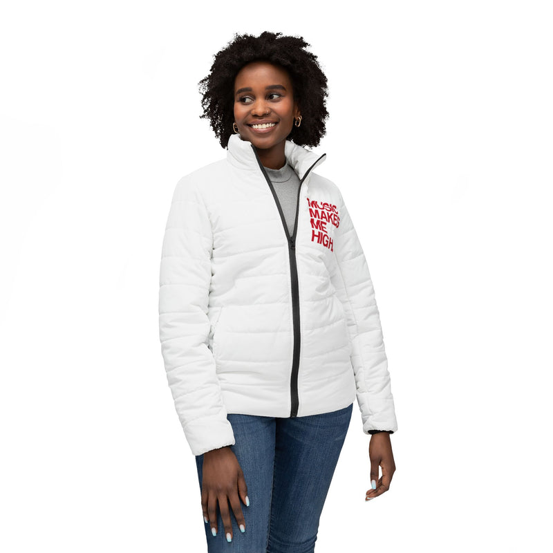 MMMH Women’s Puffer Jacket: White | Red