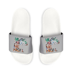 MMMH Unisex Slides: Light Grey/White | Graffiti