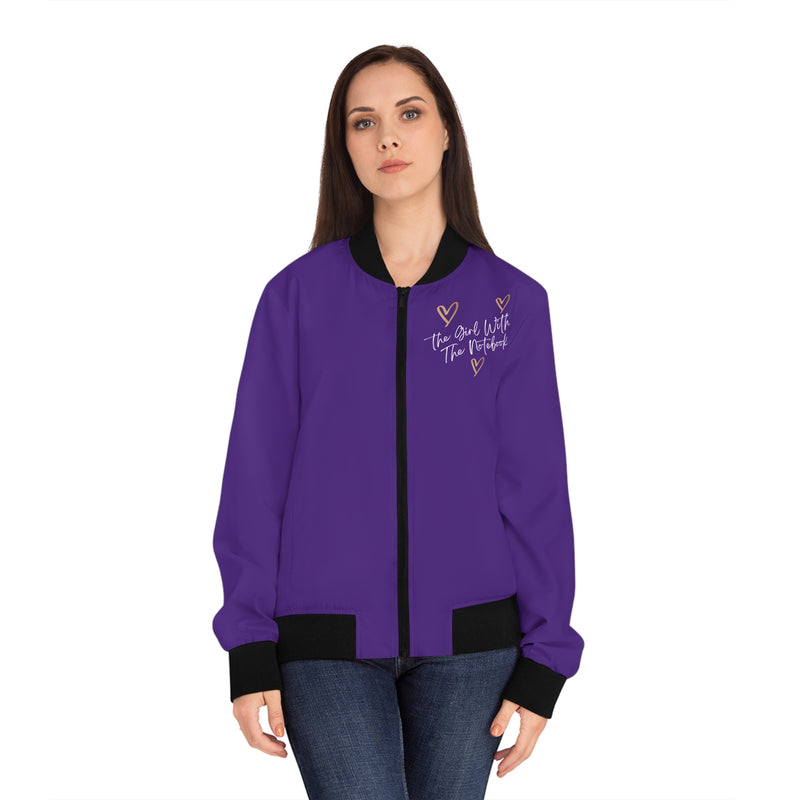 TGWTN Women's Bomber Jacket: Brown/White | Purple