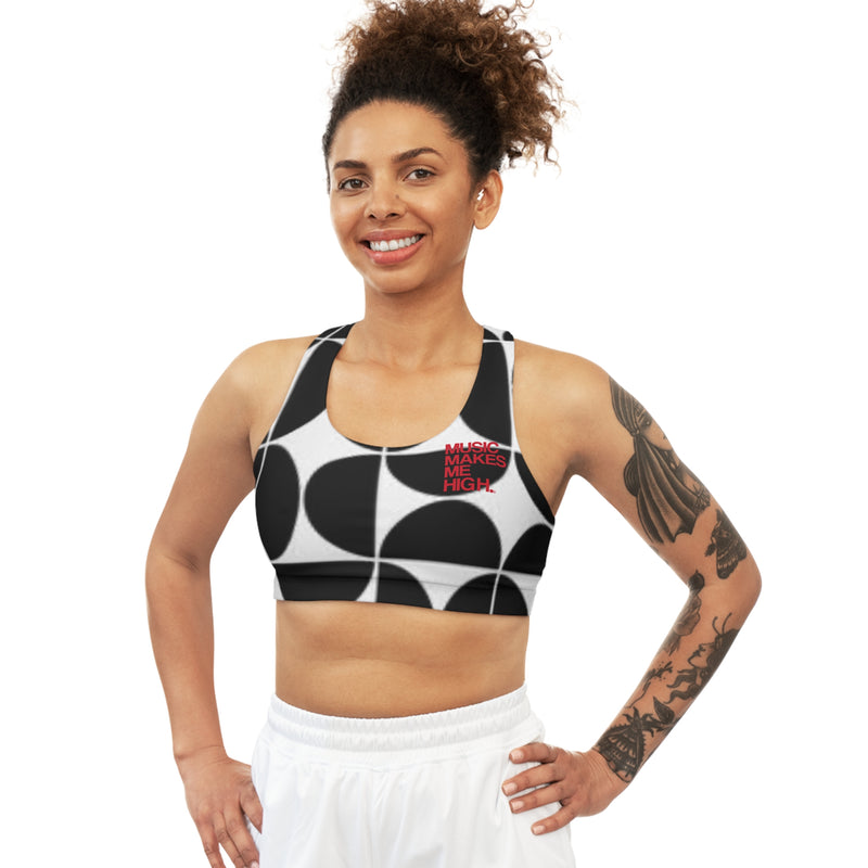 MMMH Sports Bra: Black Geo | Red