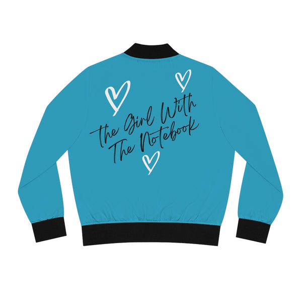 TGWTN Women's Bomber Jacket: White/Black | Turquoise