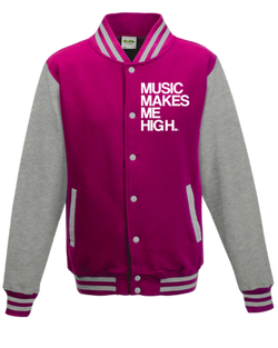 MMMH Unisex Letterman Jacket: Pink/Gray | White