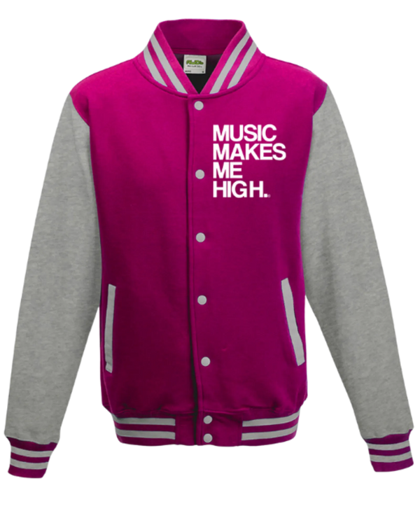 MMMH Unisex Letterman Jacket: Pink/Gray | White