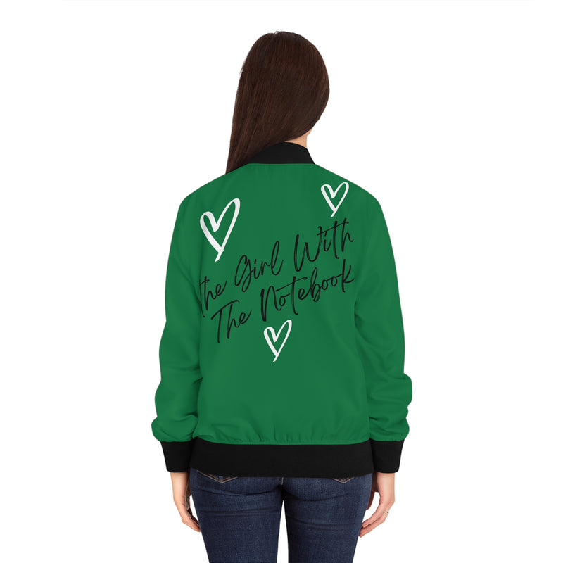 TGWTN Women's Bomber Jacket: White/Black | Dark Green