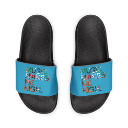 MMMH Unisex Slides: Turquoise/Black | Graffiti