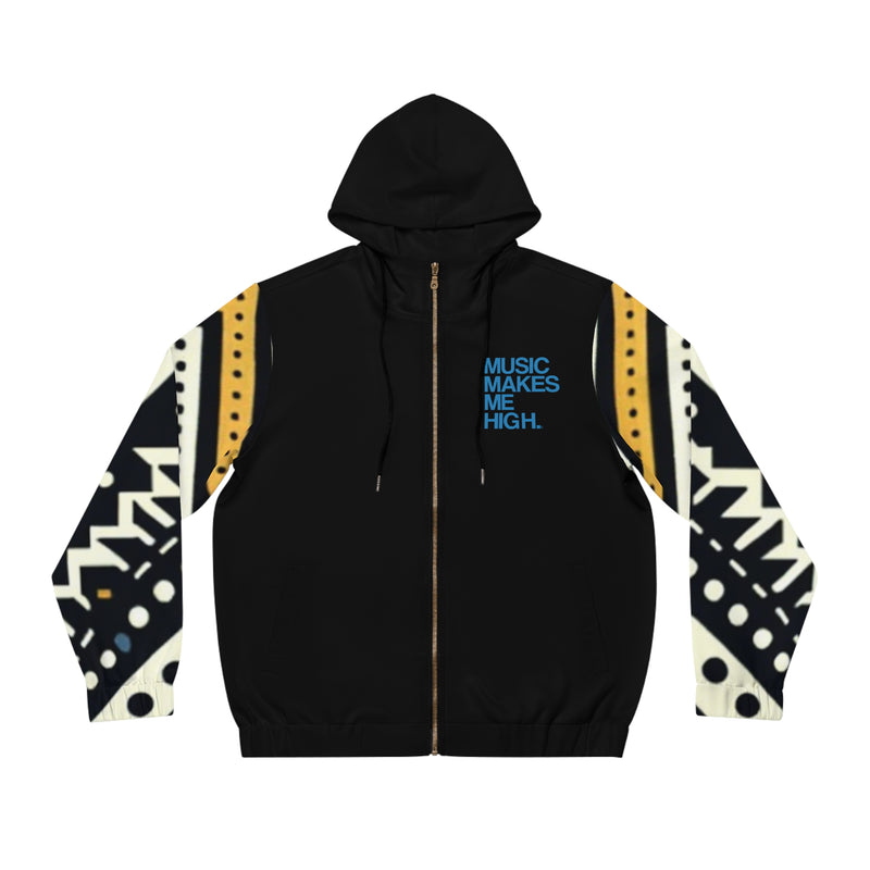 MMMH Unisex Zip Hoodie: Black Abstract/Black | Blue