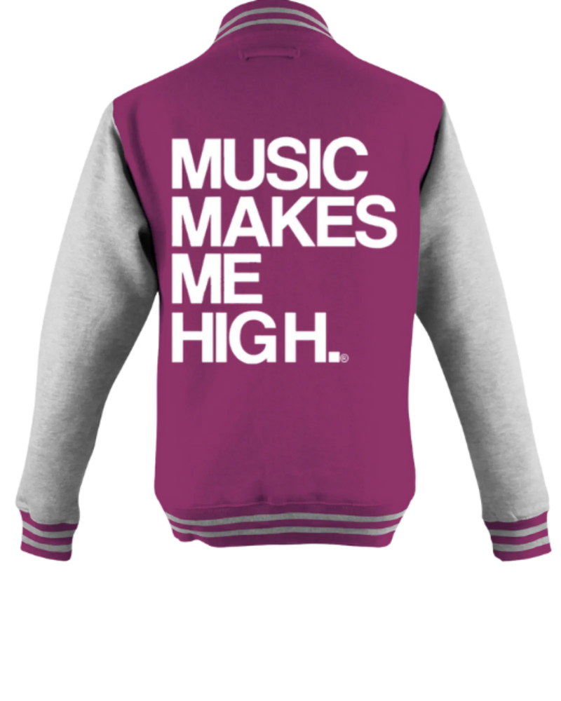 MMMH Unisex Letterman Jacket: Pink/Gray | White