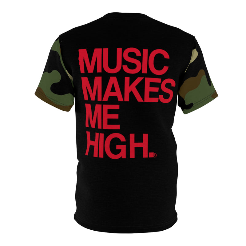 MMMH Unisex T-Shirt: Camo Sleeves/Black | Red