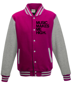 MMMH Unisex Letterman Jacket: Pink/Gray | Black