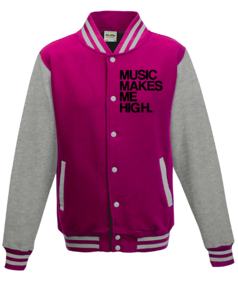 MMMH Unisex Letterman Jacket: Pink/Gray | Black