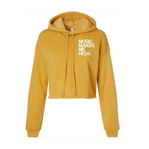 MMMH Cropped Hoodie: Heather Mustard | White