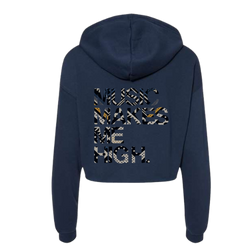 MMMH Cropped Hoodie: Navy | Black Abstract