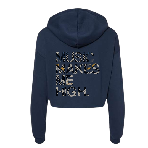 MMMH Cropped Hoodie: Navy | Black Abstract