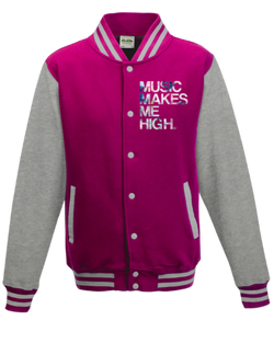 MMMH Unisex Letterman Jacket: Pink/Gray | Flowers