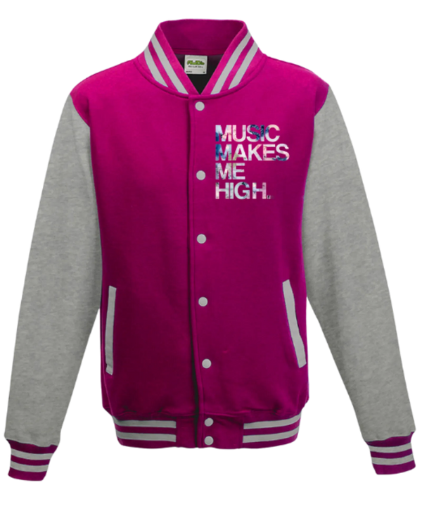 MMMH Unisex Letterman Jacket: Pink/Gray | Flowers