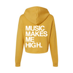 MMMH Cropped Hoodie: Heather Mustard | White