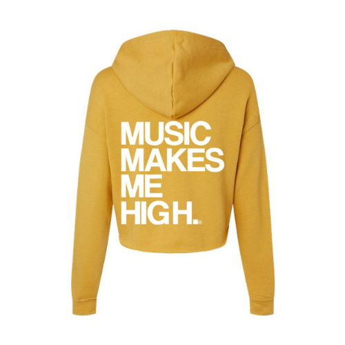 MMMH Cropped Hoodie: Heather Mustard | White