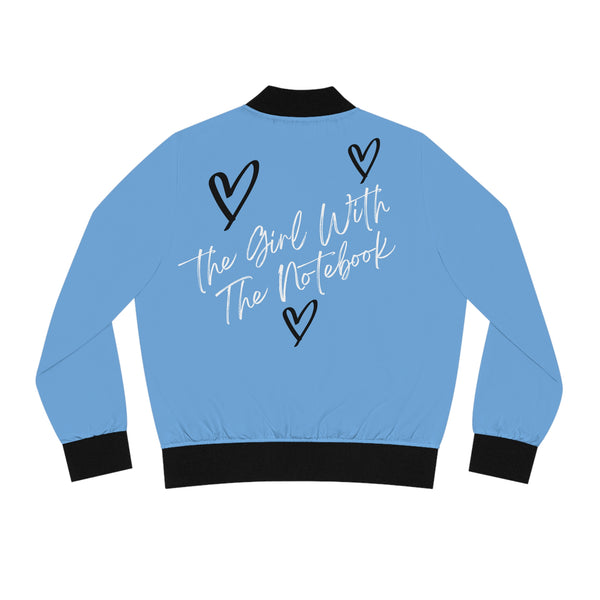 TGWTN Women's Bomber Jacket: Black/White | Light Blue