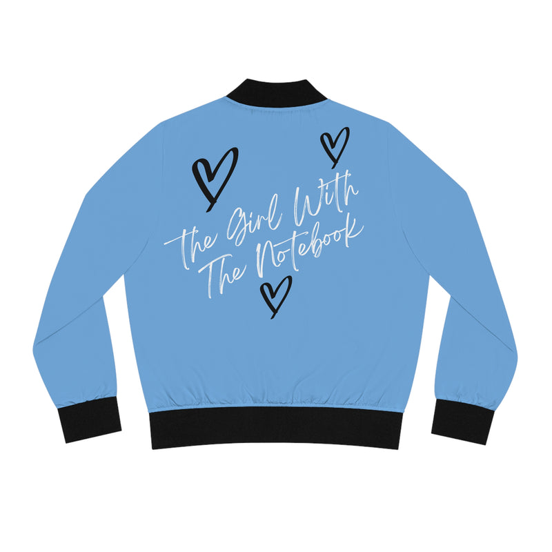 TGWTN Women's Bomber Jacket: Black/White | Light Blue