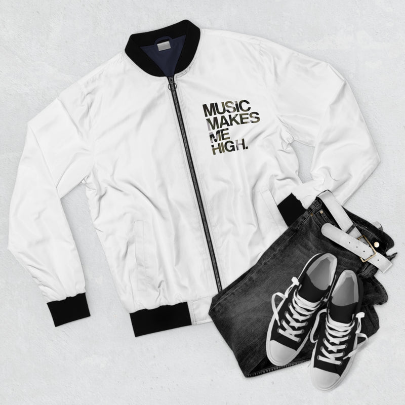 MMMH Bomber Jacket: White | Camo Lettering