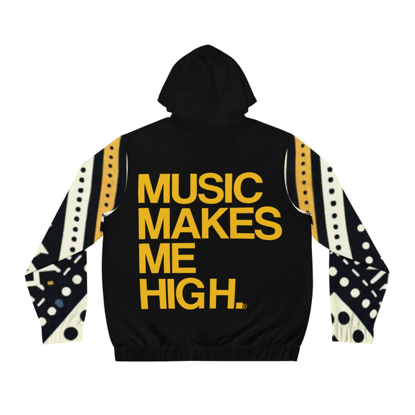 MMMH Unisex Zip Hoodie: Black Abstract/Black | Yellow