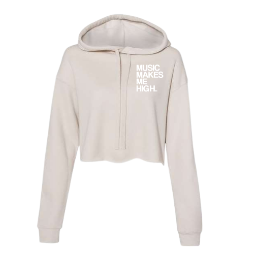 MMMH Cropped Hoodie: Heather Dust | White