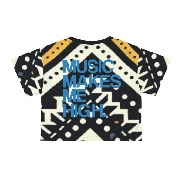 MMMH Cropped Top: Black Abstract |  Blue