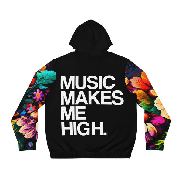 MMMH Unisex Zip Hoodie: Floral/Black | White