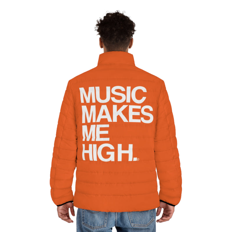 MMMH Men's Puffer Jacket: Orange | White