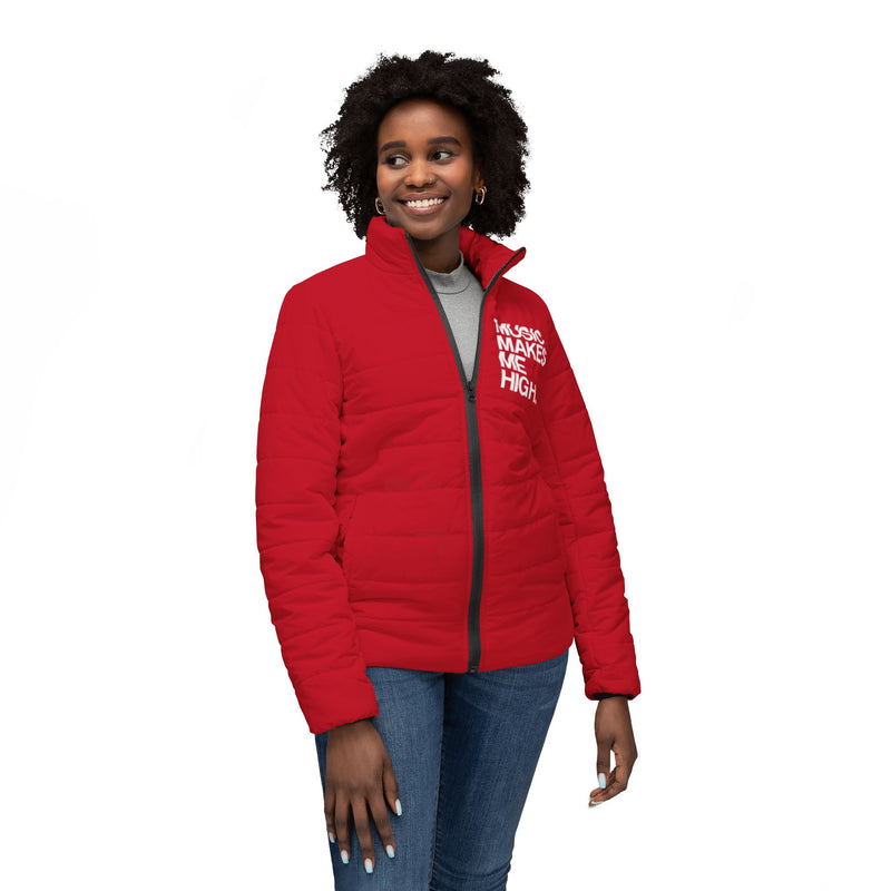 MMMH Women’s Puffer Jacket: Red | White