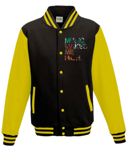 MMMH Unisex Letterman Jacket: Black/Yellow | Graffiti