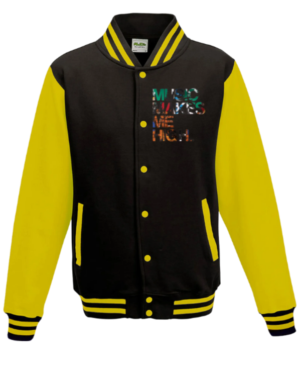 MMMH Unisex Letterman Jacket: Black/Yellow | Graffiti