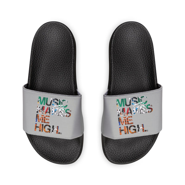 MMMH Unisex Slides: Light Grey/Black | Graffiti