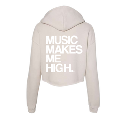 MMMH Cropped Hoodie: Heather Dust | White