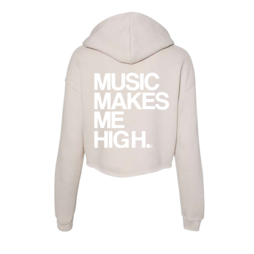 MMMH Cropped Hoodie: Heather Dust | White