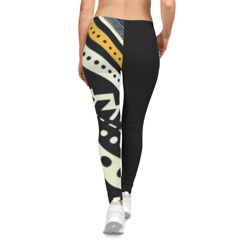 MMMH Leggings: Black Abstract/Black | Yellow