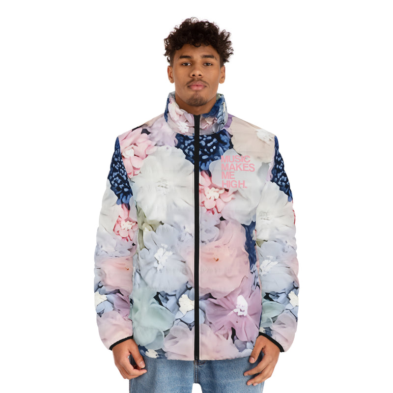 MMMH Men's Puffer Jacket: Flowers | Light Pink