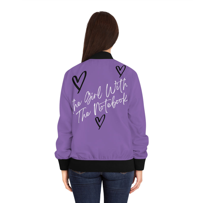 TGWTN Women's Bomber Jacket: Black/White | Light Purple