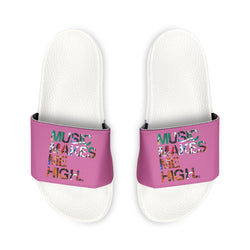 MMMH Unisex Slides: Light Pink/White | Graffiti