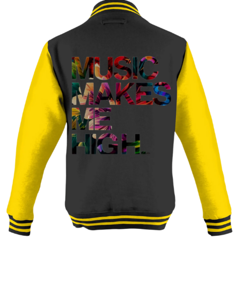 MMMH Unisex Letterman Jacket: Black/Yellow | Floral