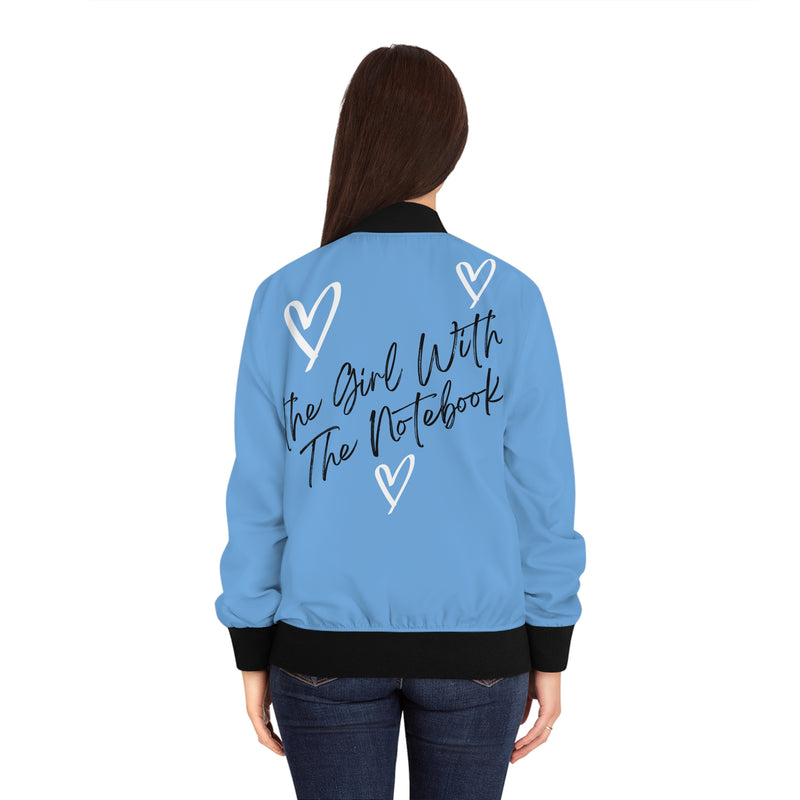 TGWTN Women's Bomber Jacket: White/Black | Light Blue