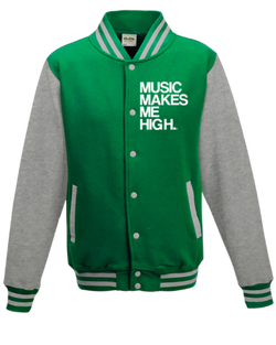 MMMH Unisex Letterman Jacket: Green/Gray | White