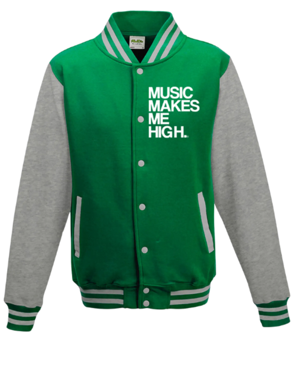 MMMH Unisex Letterman Jacket: Green/Gray | White