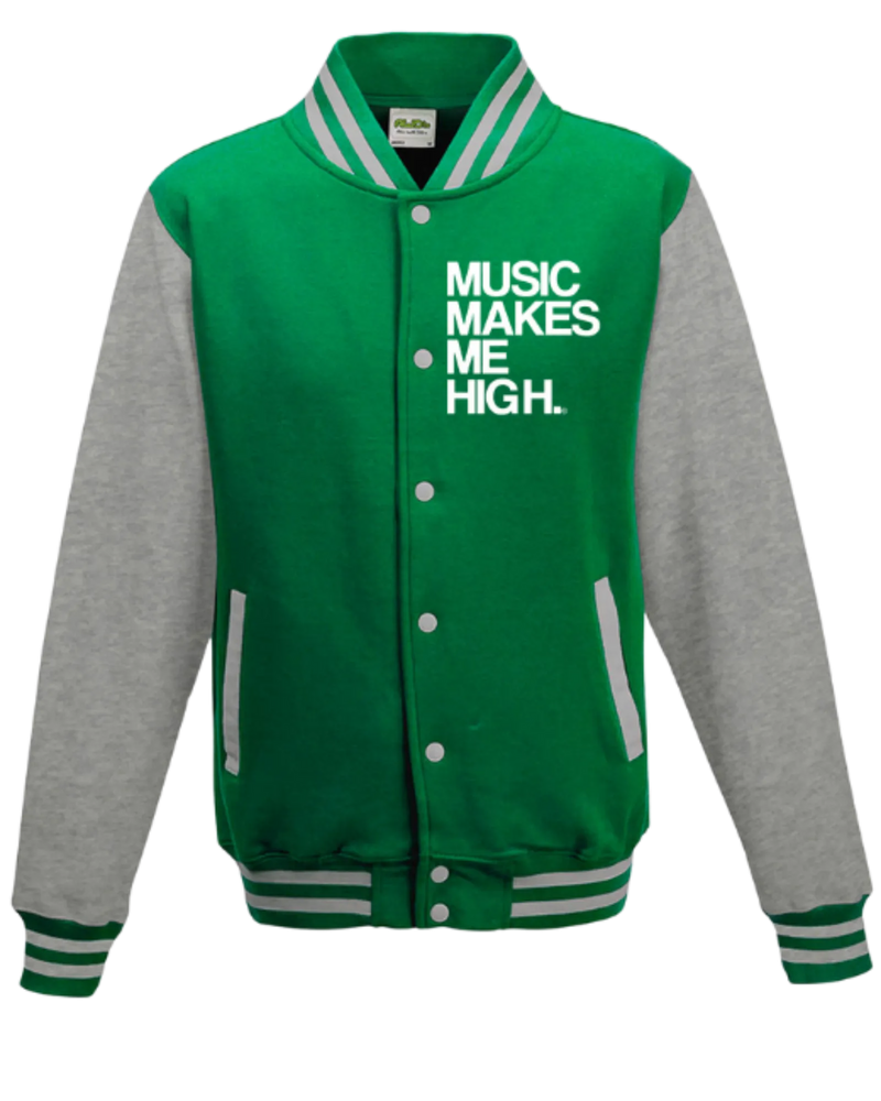 MMMH Unisex Letterman Jacket: Green/Gray | White