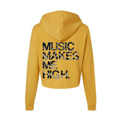 MMMH Cropped Hoodie: Heather Mustard | Black Abstract