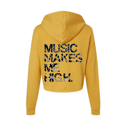 MMMH Cropped Hoodie: Heather Mustard | Black Abstract